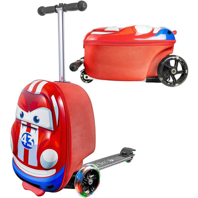Mala de Rodinhas Patinete Infantil Kiddietotes Carro de Corrida - Projeto Exterior 3D de Casca Rígida