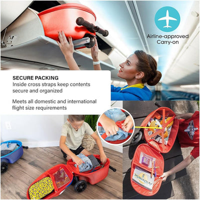 Mala de Rodinhas Patinete Infantil Kiddietotes Carro de Corrida - Armazenamento Espaçoso e Seguro